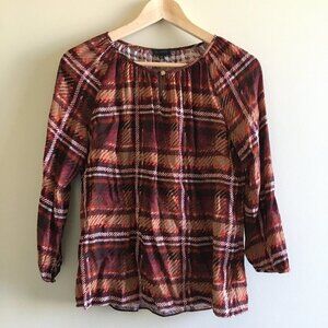 Talbots Checks Blouse 3/4 Sleeve‎ Top